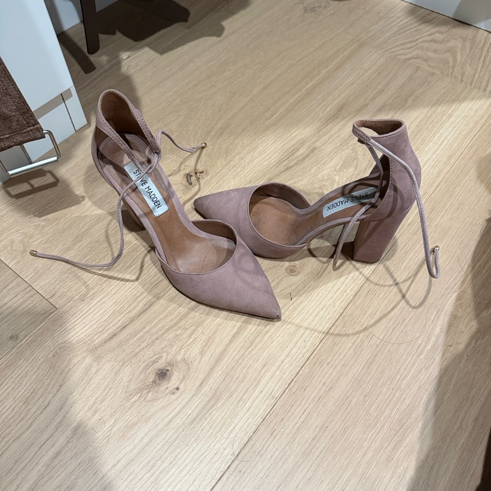 Mauve Block Heel Pumps